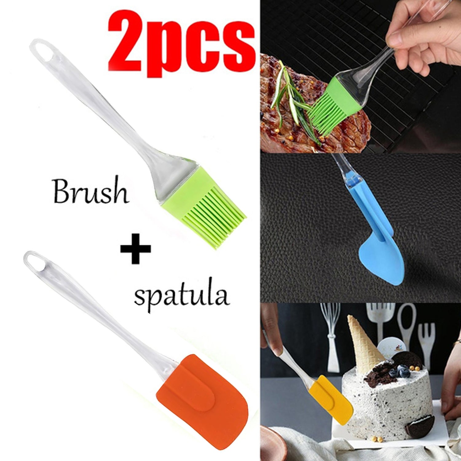 2825 2 in 1 Combo of Big Brush & Spatula Set for Pastry, Cake Mixer, Decorating, Cooking, Baking, Grilling Tandoor | Bakeware Combo | Kitchen Tool Set DeoDap 2825 2 in 1 Combo of Big Brush & Spatula Set for Pastry, Cake Mixer, Decorating, Cooking, Baking, Grilling Tandoor | Bakeware Combo | Kitchen Tool Set DeoDap
